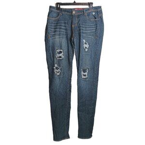 Apple Bottoms Skinny Jeans Womens 11/13 Midrise 90s Y2K Distressed Embroidered